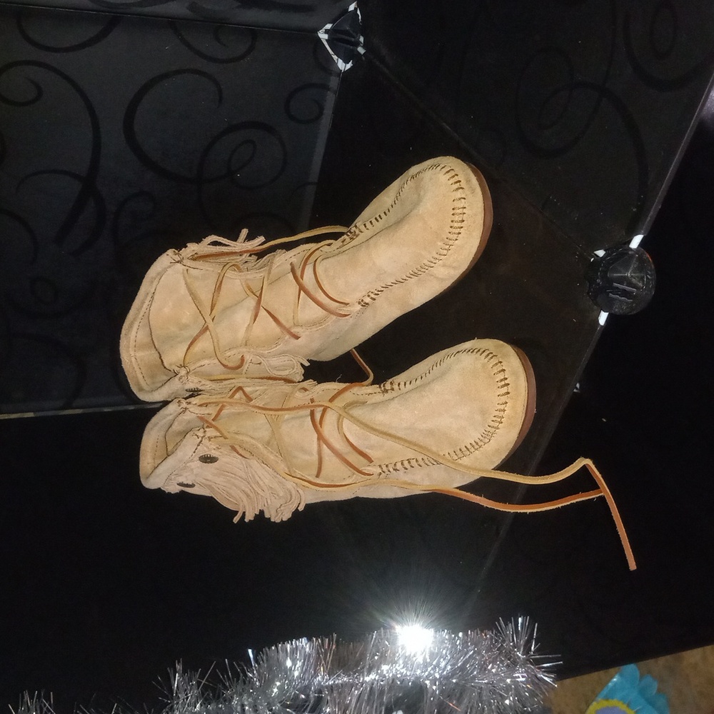 Light tan Minnetonka boots